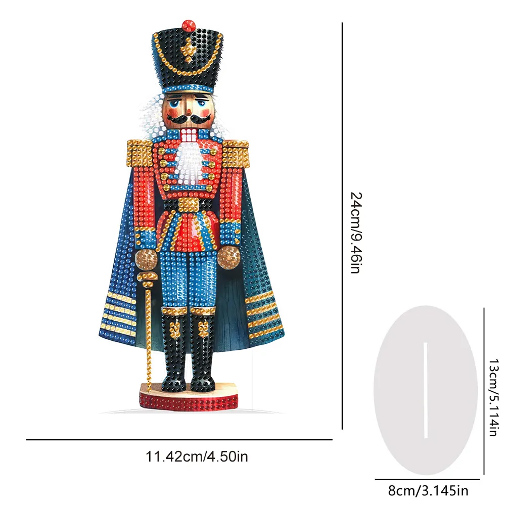 5D DIY Xmas Nutcracker Acrylic Special Shape Diamond Painting Desktop Decors
