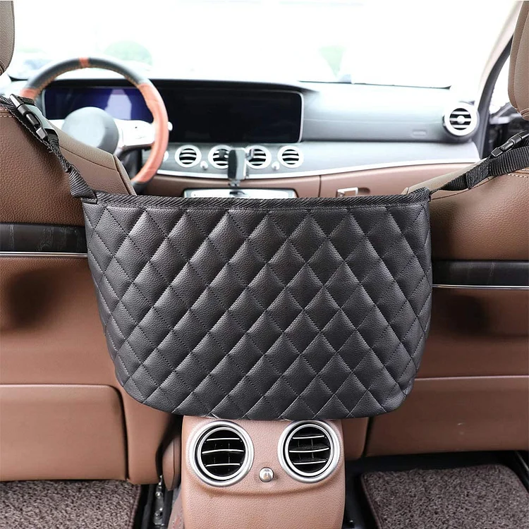 Bling Rhinestone Car Handbag Holder Luxury Leather Seat Back Organizer