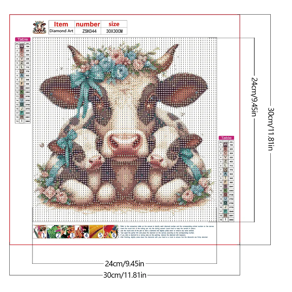 Diamond Painting - Full Round Drill - Cow Family(Canvas|30*30cm)