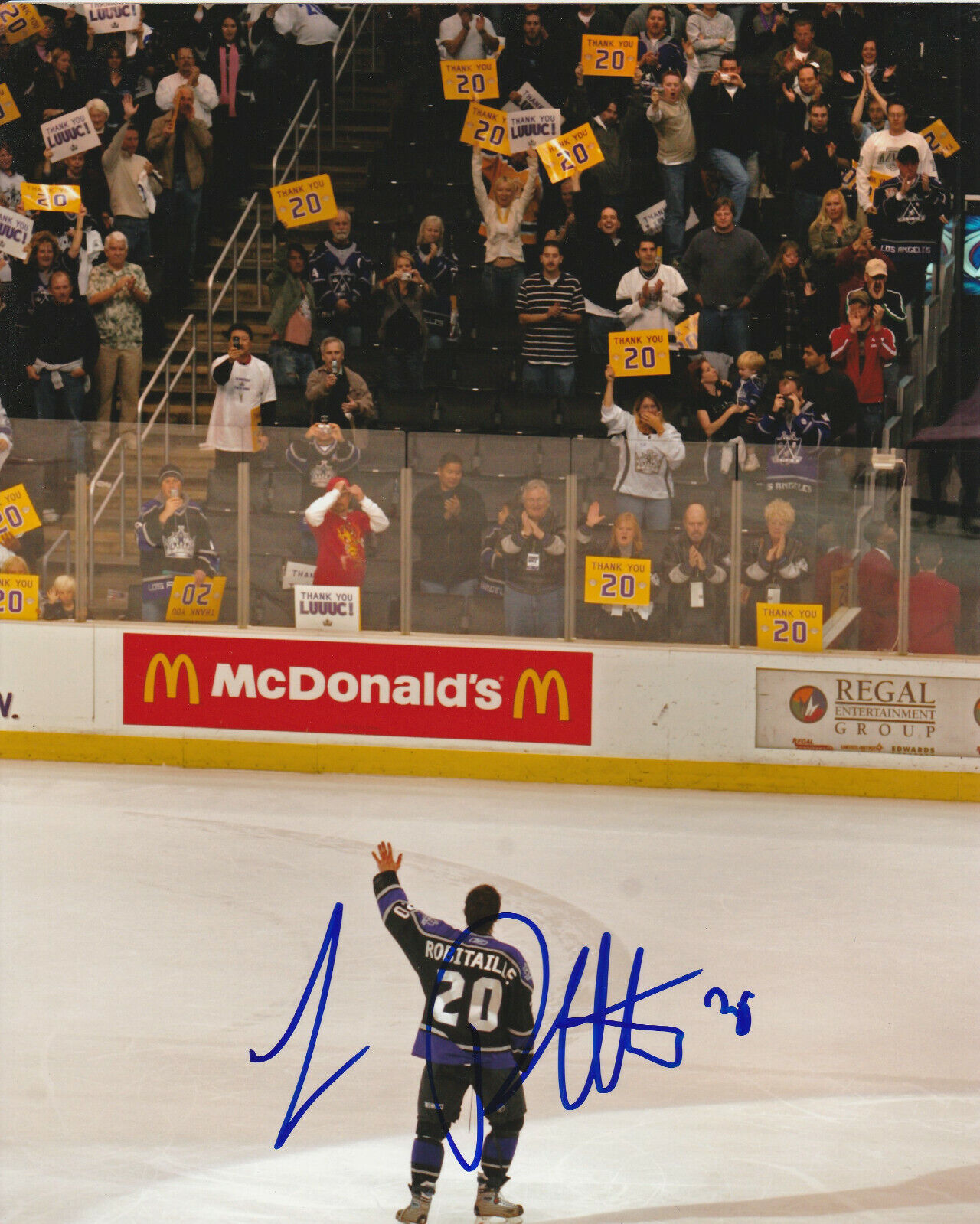 LUC ROBITAILLE SIGNED LOS ANGELES LA KINGS FAREWEL GAME 8x10 Photo Poster painting #2 Autograph