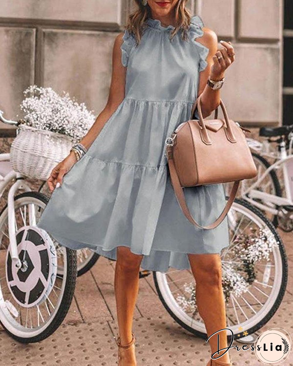 Round Neck Sleeveless Fitted Vacation Dress