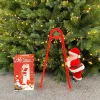 Christmas Decorations, Electric Climbing Santa Claus Toy, Battery Operated Climbing Santa Claus, Creative Climbing Up and Down Santa Claus Plush Doll, Santa Claus Climbing Ladder Doll for Indoor Out