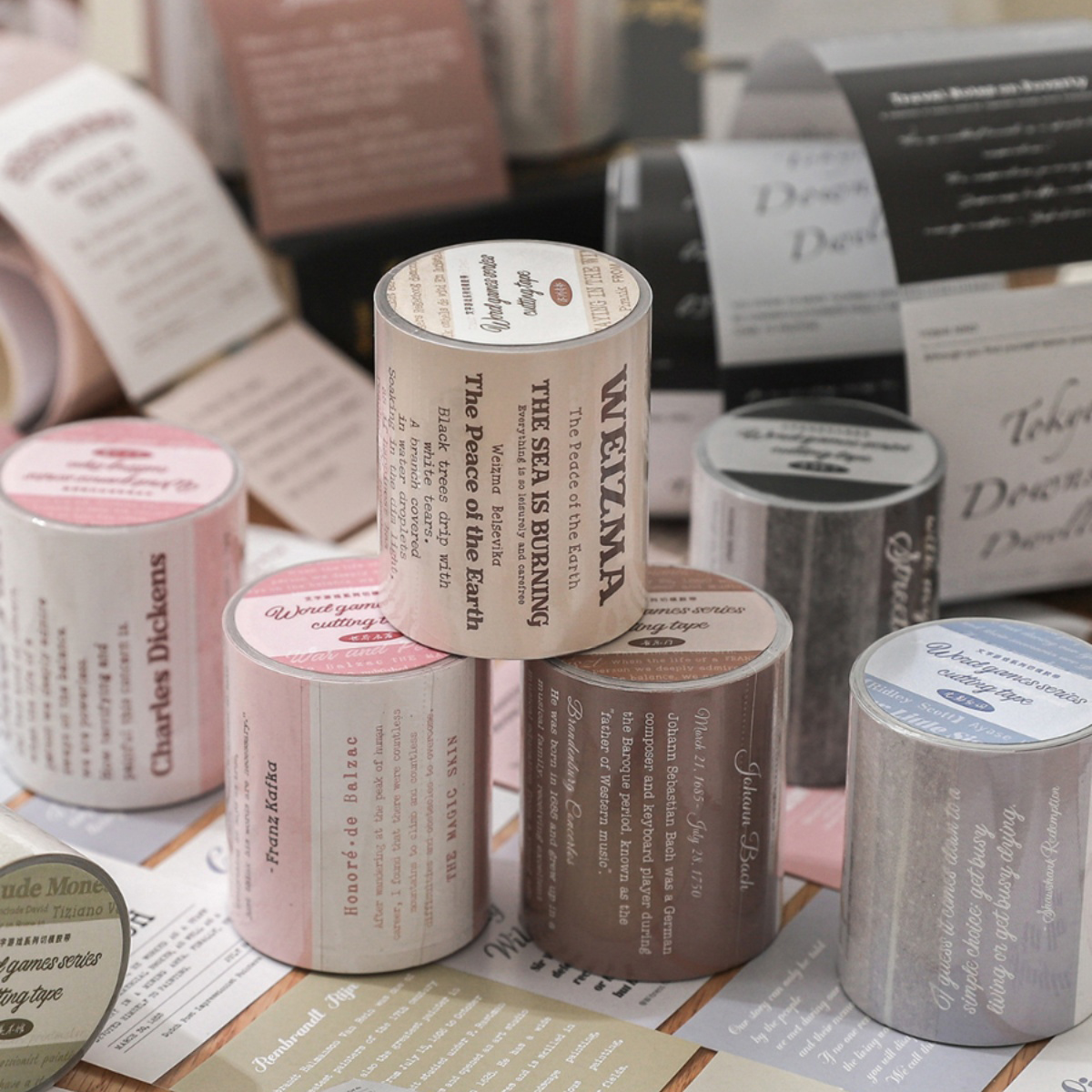 저널세이 50mm*200cm 워드 게임 시리즈 빈티지 영어 텍스트 소재 테이프