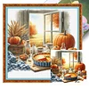 Autumn Window Scenery-11CT Stamped Cross Stitch 45*45cm/17.72*17.72in tapestrymarket