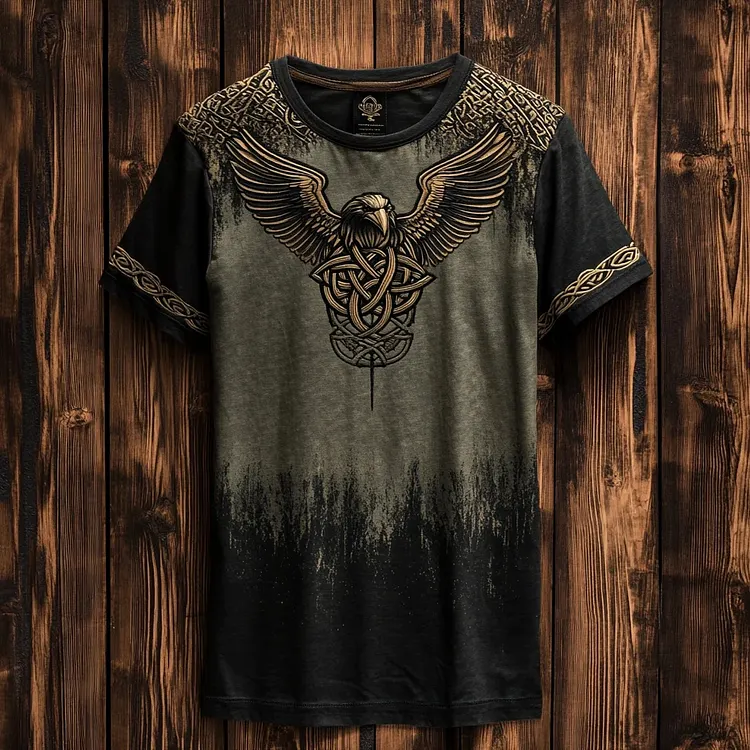 Men's Retro Celtic Eagle Knot Art Print T-shirt