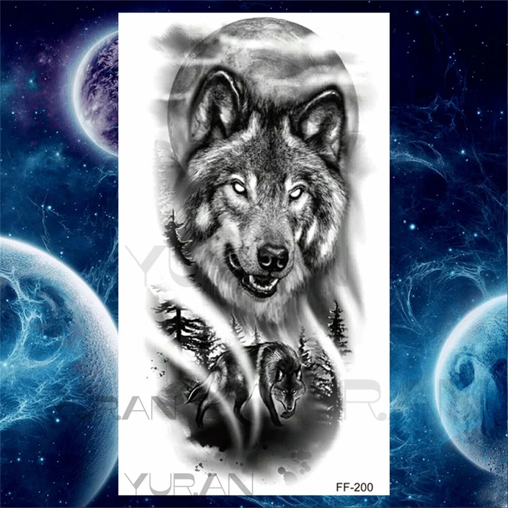 Sdrawing Tiger Temporary Tattoos For Women Men Realistic Wolf Scary Thorns Maori Compass Fake Tattoo Stickers Arm Body Tatoos DIY