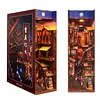 3D Wooden Puzzle Dollhouse with Sensor Light Bookshelf Insert Decor Mini Furniture Book Nook