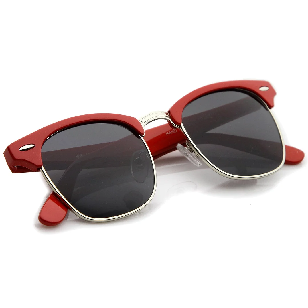 Premium Half Frame Metal Rivets Horn Rimmed glasses 50mm