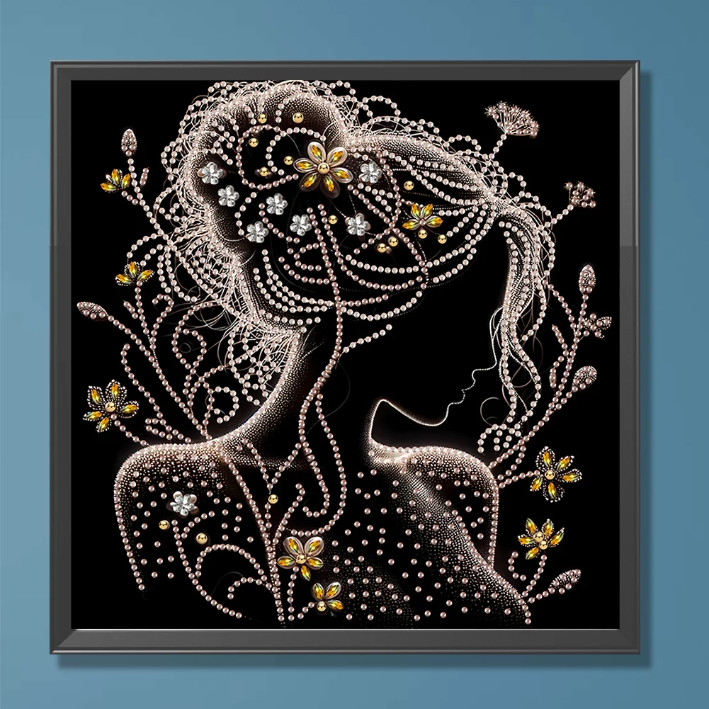 Diamond Painting - Partial Special Shaped Drill - Silhouette Woman(Canvas|30*30cm)
