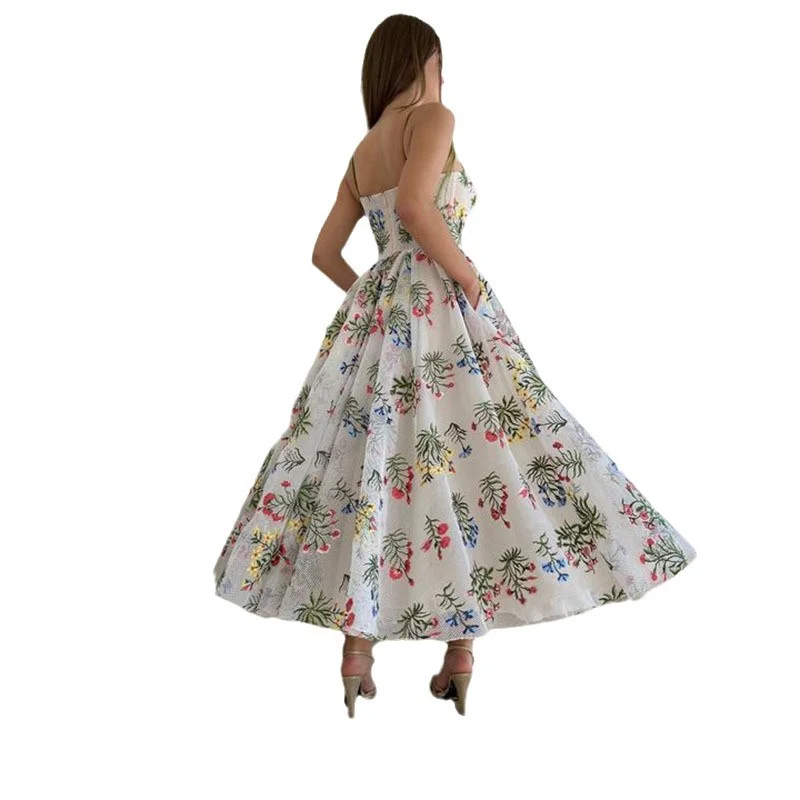 Uveng Uveng Women's Clothing 2025 Spring And Summer Dress New Waist Sexy Cross-Band Sling Skirt Print Dress