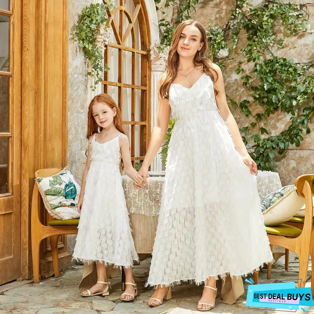 Mommy and Me elegant A Matching Dresses White Dresses