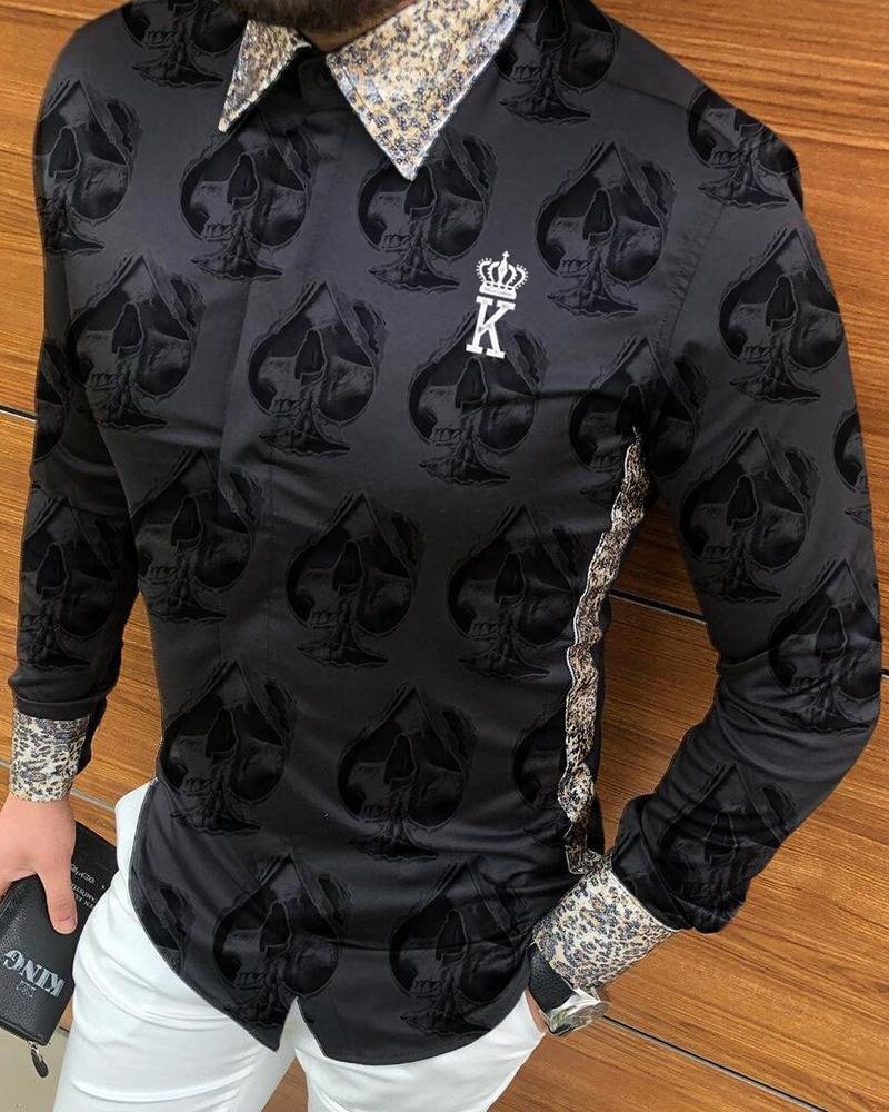 Men's Gold Classic Fashion Style Printed Casual Shirt