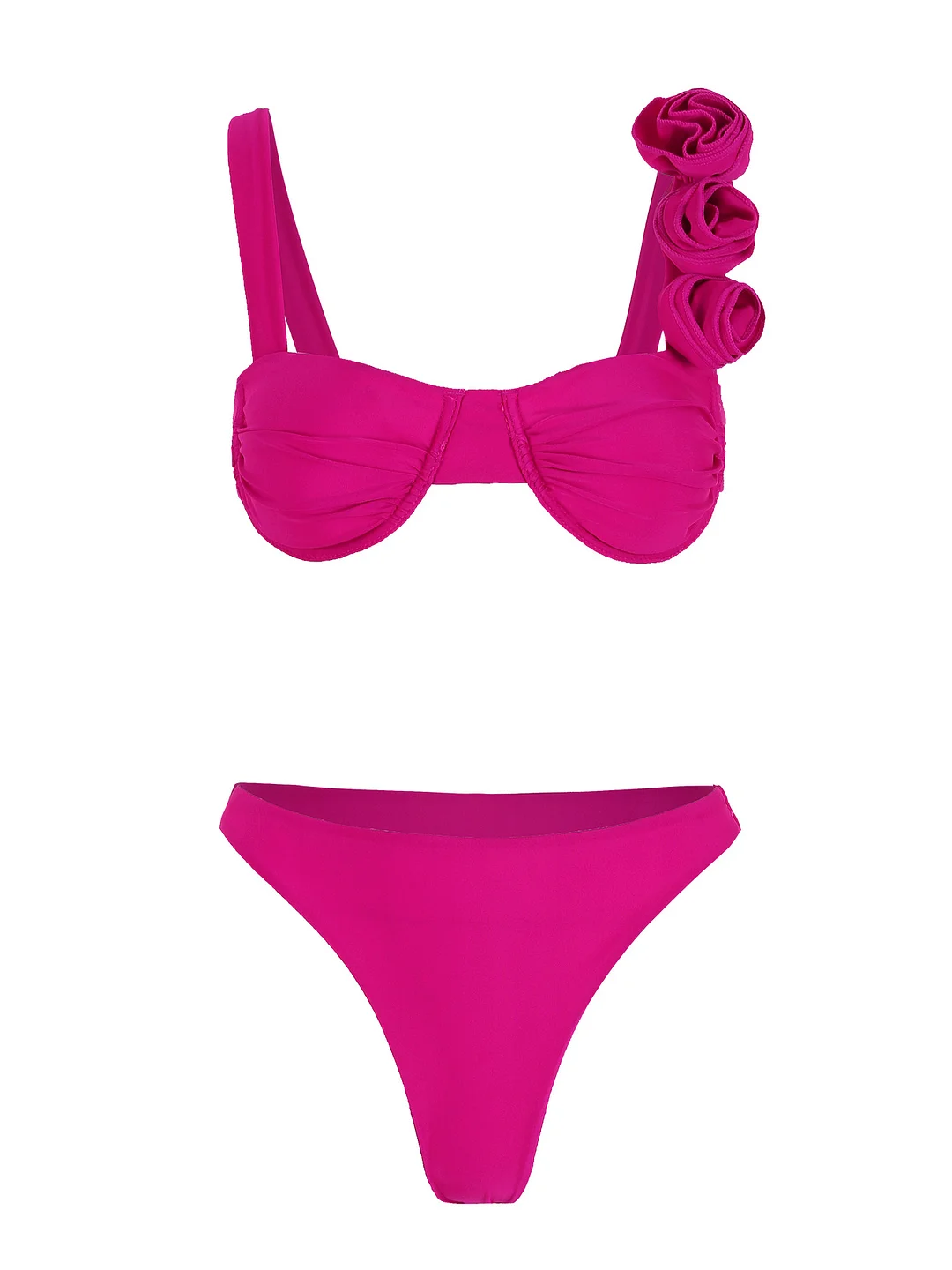 Uveng Solid-Color Bikini Three-Piece Split Swimsuit Women 2025 New Tuxedo Rope