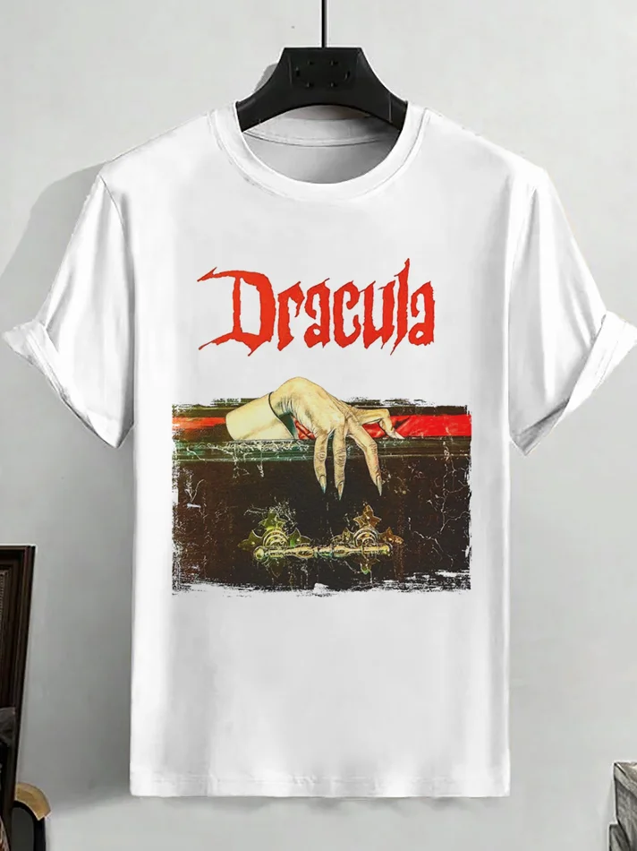Men's Halloween Horrible Dracula Print T-Shirt