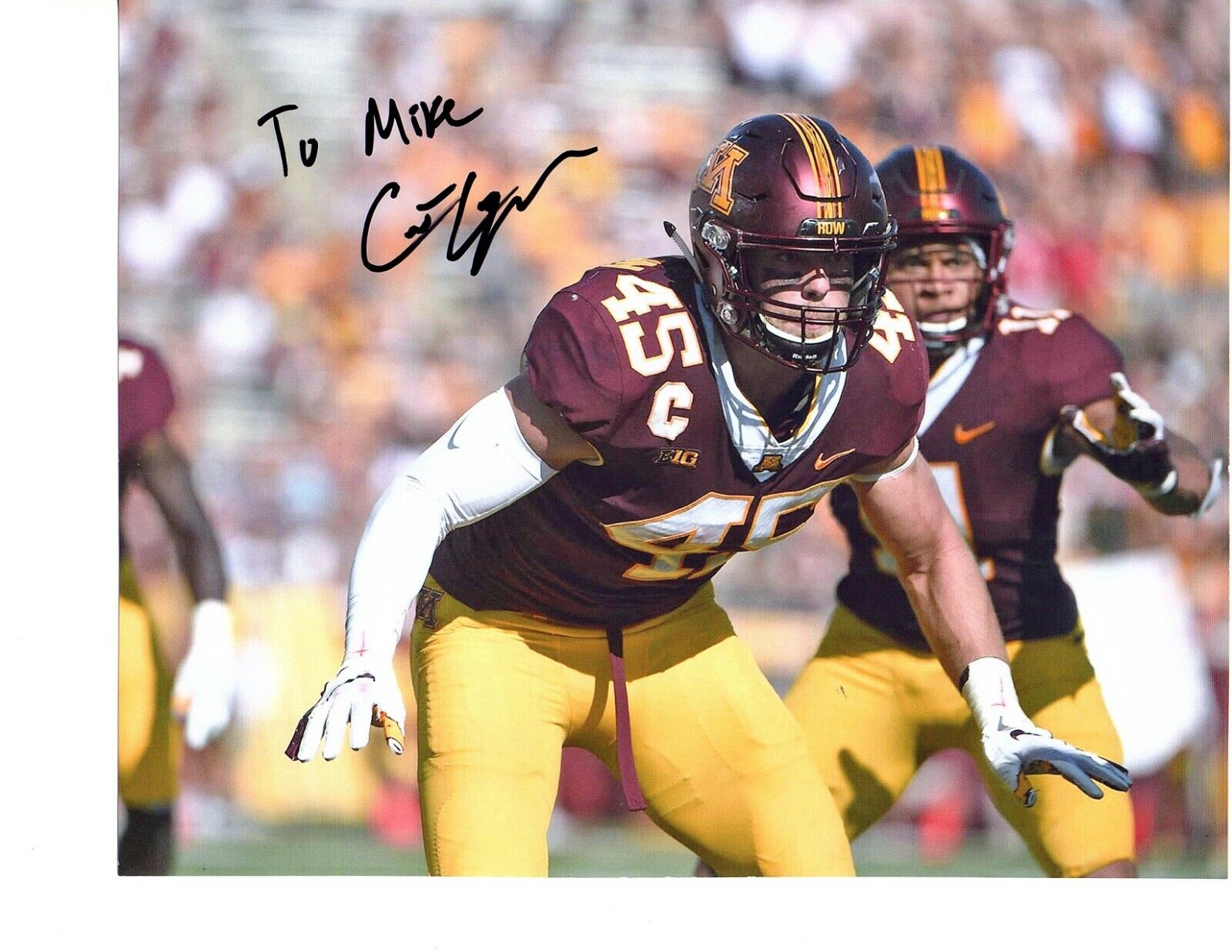 Carter Coughlin Minnesota Gopher signed autographed 8x10 football Photo Poster painting TO MIKE#