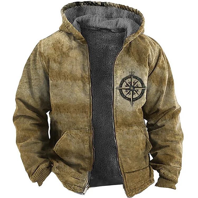 Men's Vintage Thick Plush Pocket Tactical Jacket