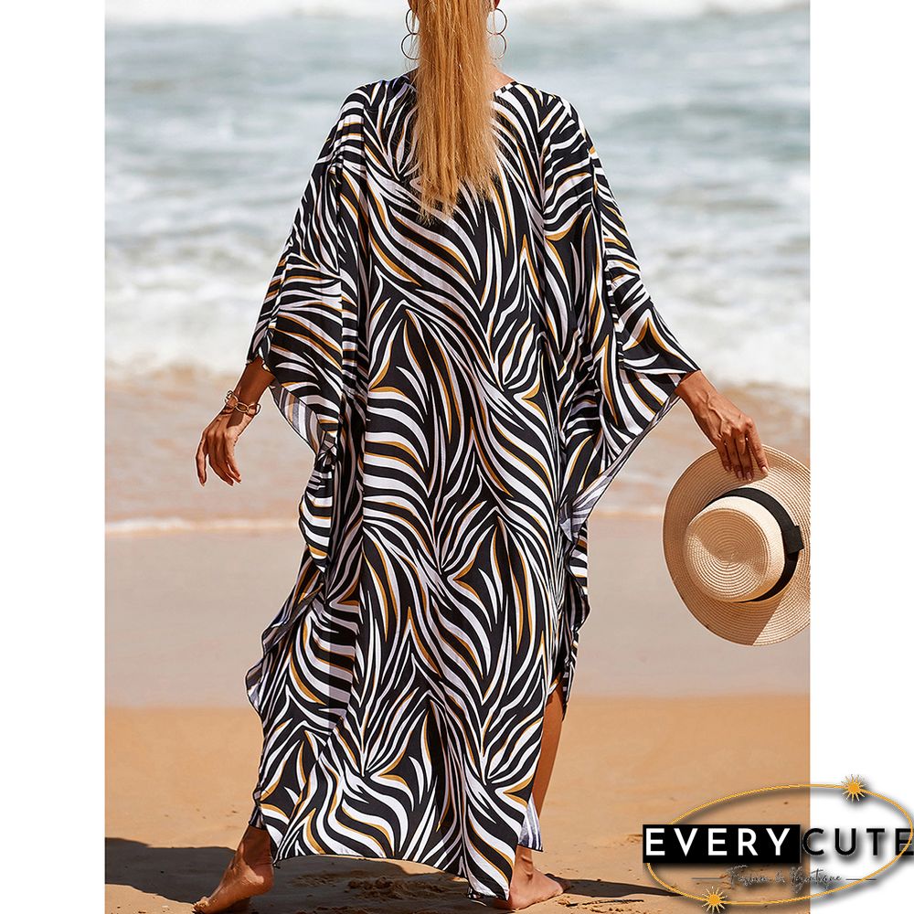 Stripe Print Long Kinimo Beachwear