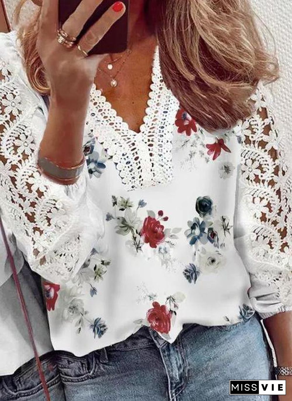 Summer Flower Meadow Eyelet Blouse