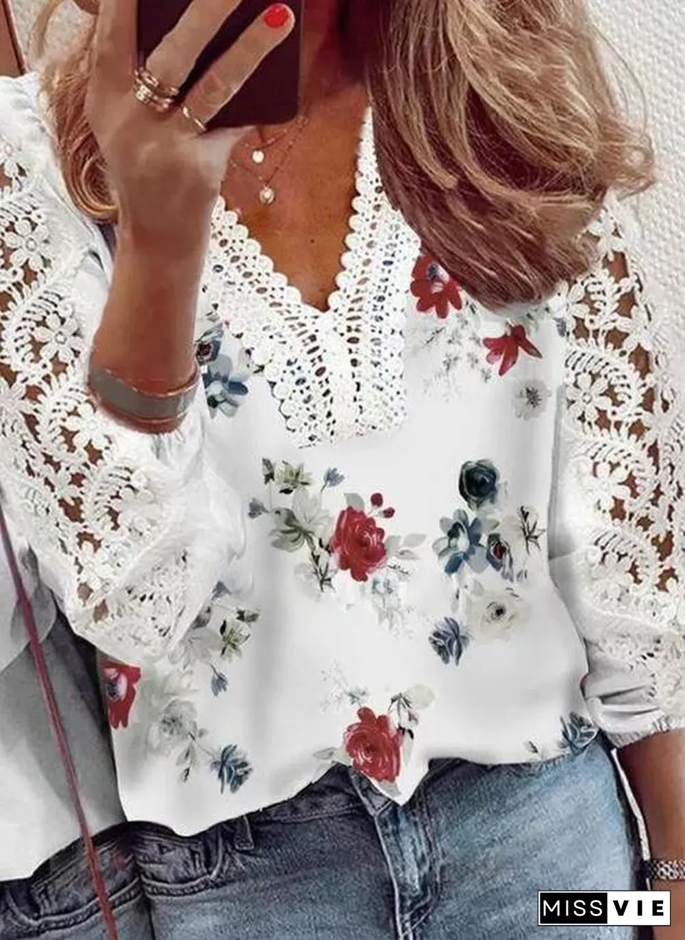 Summer Flower Meadow Eyelet Blouse