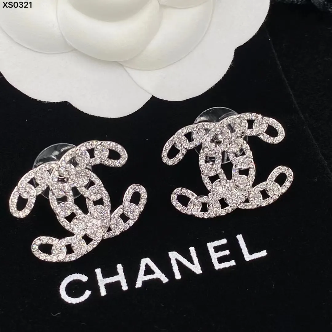 Chanel Silver Color Hollow Double C Earrings