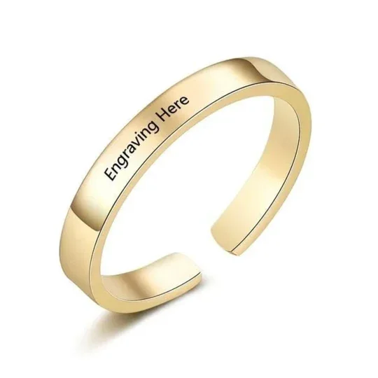 Personalized Engraved stainless steel Adjustable Bracelet & Ring 
