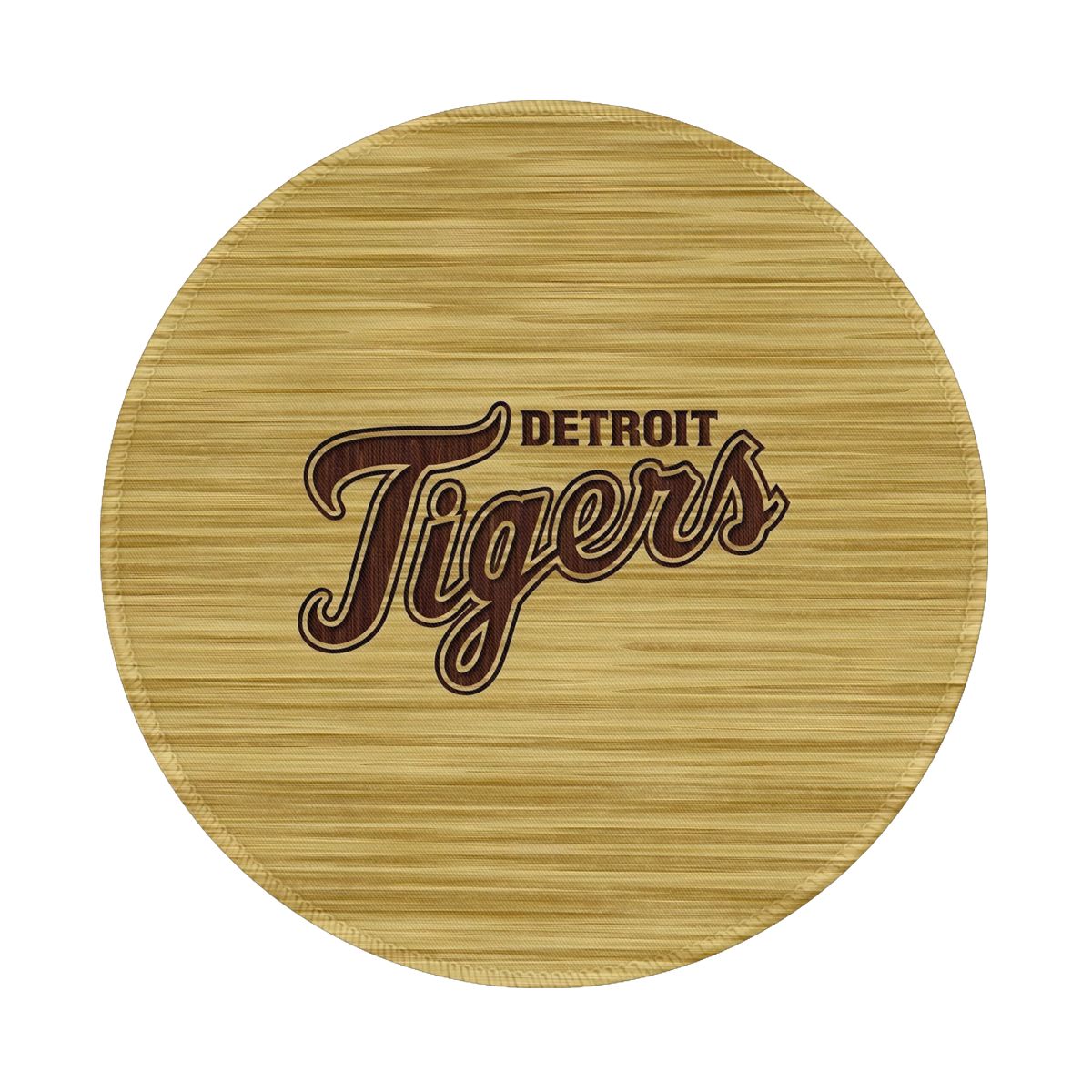 Detroit Tigers Wooden Logo Non-Slip Rubber Round Mouse Pad