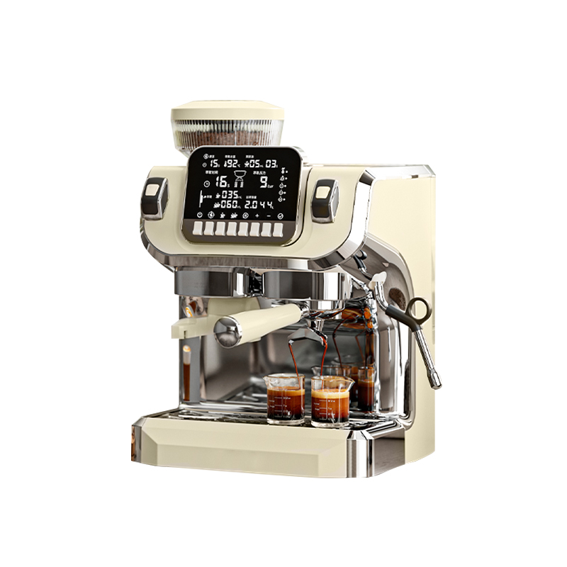 Mcilpoog TC520 Espresso Machine with Milk Frother，Semi Automatic Coffee  Machine with Grinder,Easy To Use Espresso Coffee Maker with 6 inch Large  Screen,15 Bar Pressure Pump,PID Temperature Control