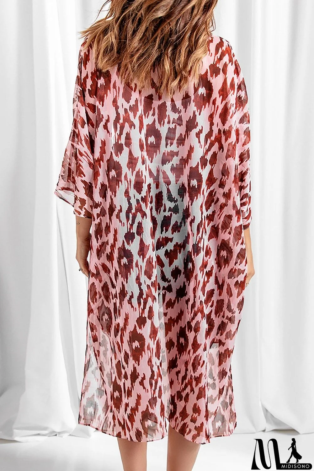 MidiSono - Pink Animal Print Kimono