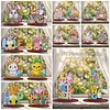 2pcs/set DIY Special Shape Diamond Painting Easter Bunny Egg Wooden Desk Ornament Craft Decor Kit