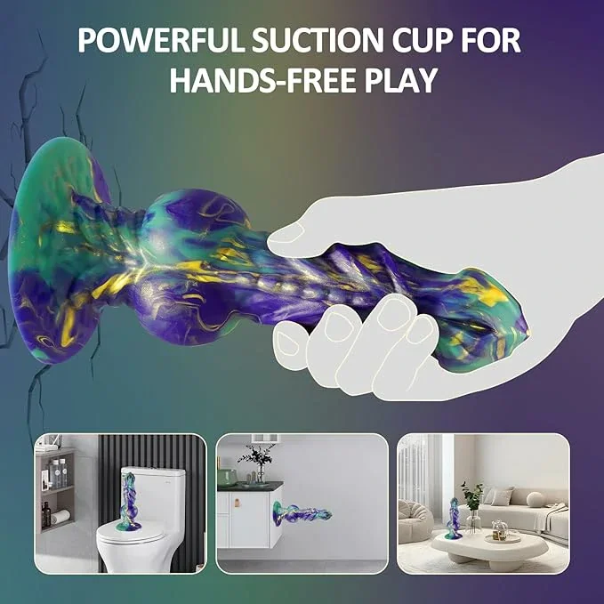 9.6" Monster Dildo Fantasy Anal Sex Toy,Silicone Realistic Dog Knot Penis Dragon Animal G Spot Stimulator Suction Cup,Big Thick Horse Cock Butt Plug Prostate Massager Female Masturbator for Women Men