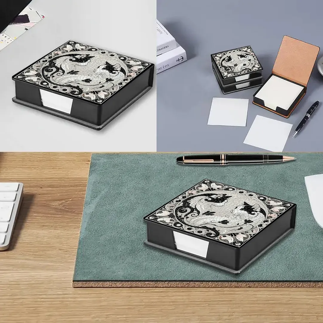 Cat 5D DIY PU Diamond Painting Kit Note Box with 160 Sheets Paper Memo Holder