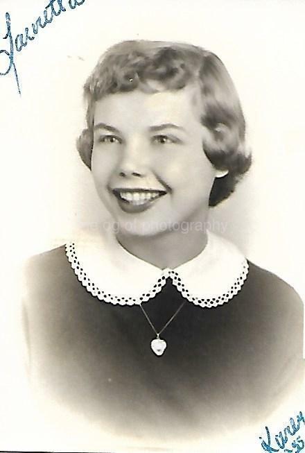 Found Photo Poster painting bw 1950's HIGH SCHOOL GIRL Original Portrait YOUNG WOMAN 15 27 V