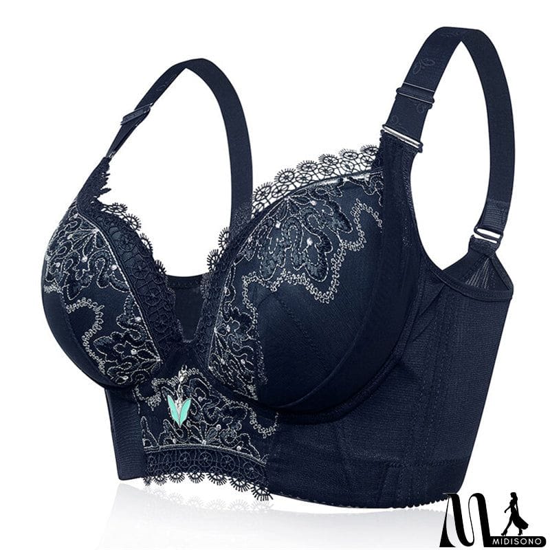 MidiSono - Women's Plus Size Lace Patchwork Wireless Full Coverage Bras - Green