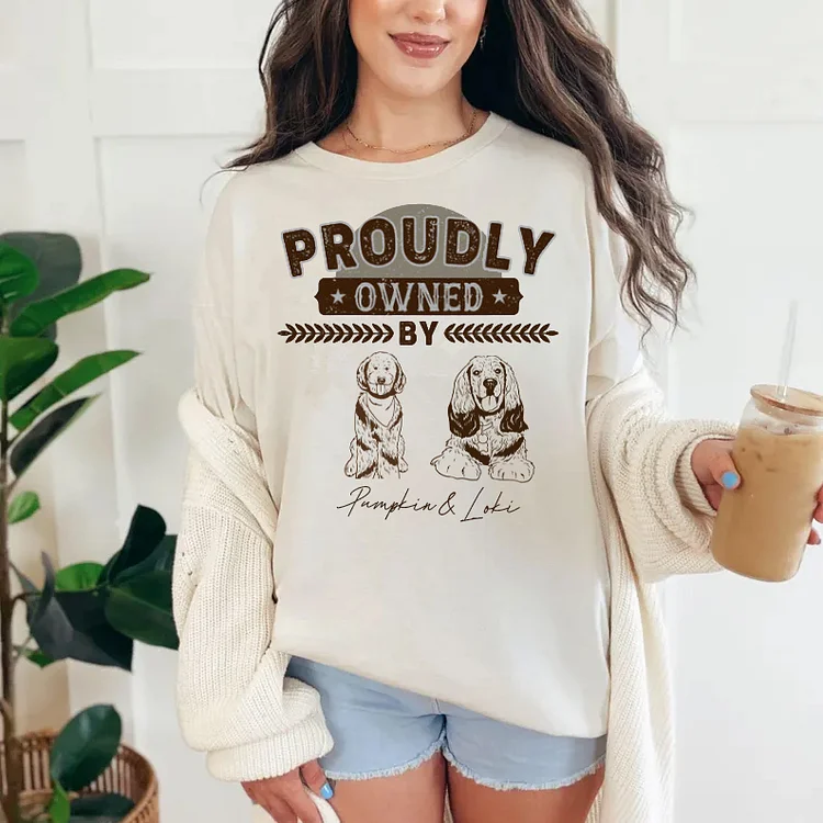 Proudly Owned By - Personalized Custom Pet Dog Face Print On T-shirt Sweatshirt Hoodie