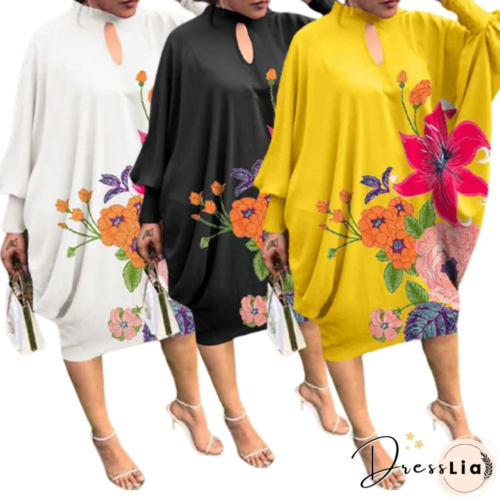 VONDA Women 3/4 Sleeve Floral Print Holiday Long Dresses Fashion Irregular Hem Party Dress Vestidos Plus Size