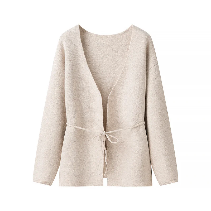 Nigikala Nigikala Simple Long-Sleeved Knitted Cardigan Sweater Jacket 2025 Spring And Autumn New C92364