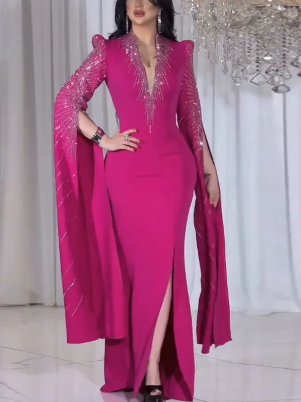 V-neck Vintage Sequin Dress