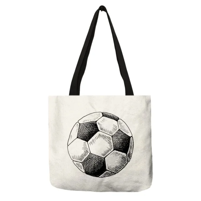 Linen Eco-friendly Tote Bag -  Football Soccer
