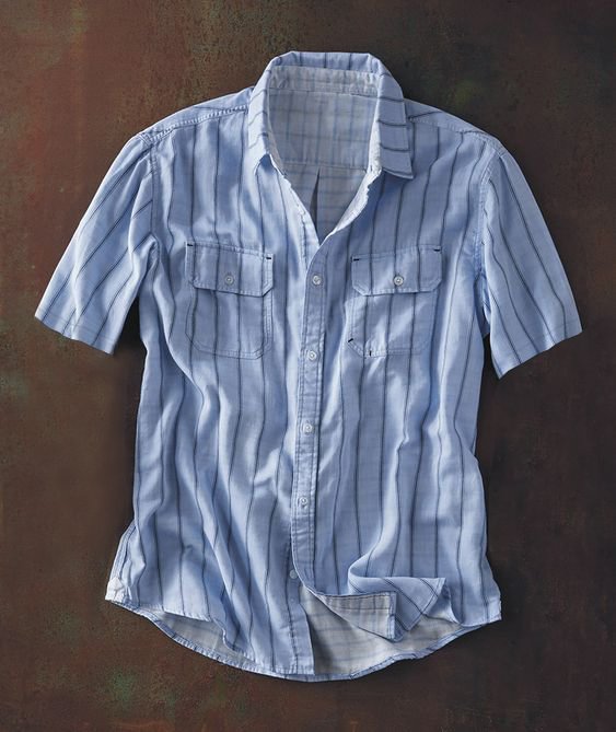 Men's casual retro plaid striped short sleeve shirt