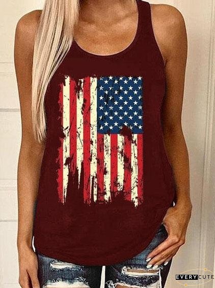 Casual Graphic Print Sleeveless Vest