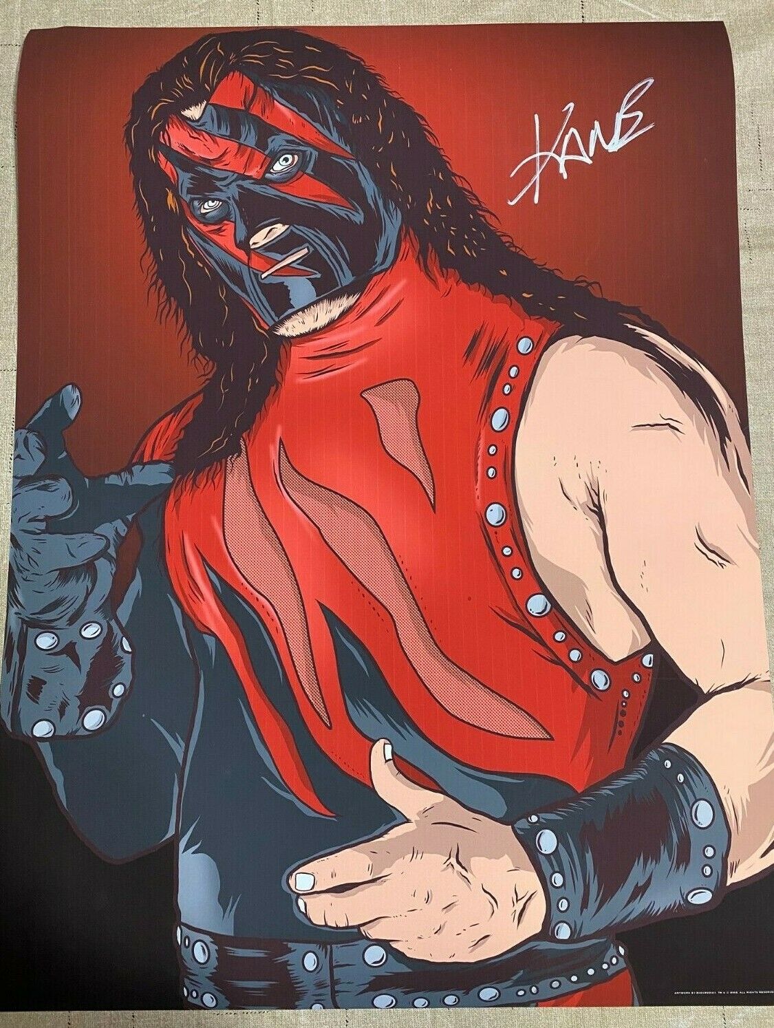 WWE KANE Signed 18x24 GICLEE Art Print VERY RARE W/PROOF