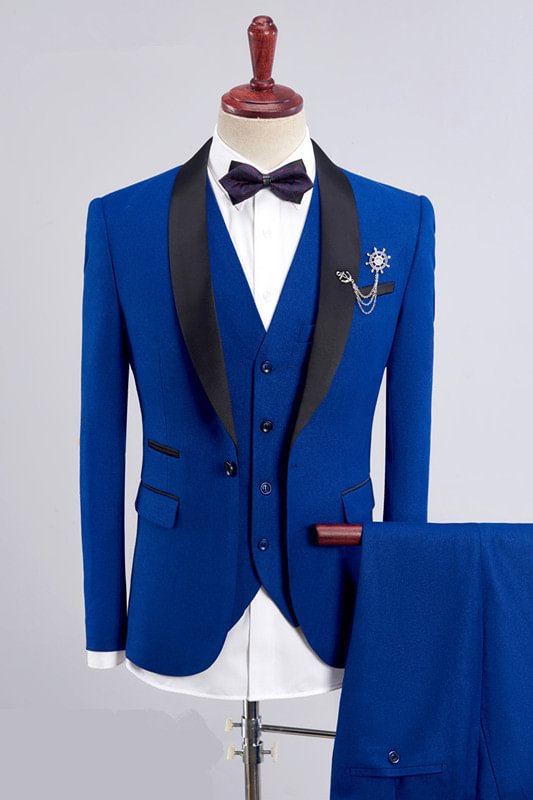Three Pieces Royal Blue Bespoke Wedding Suit For Men | Ballbellas Ballbellas