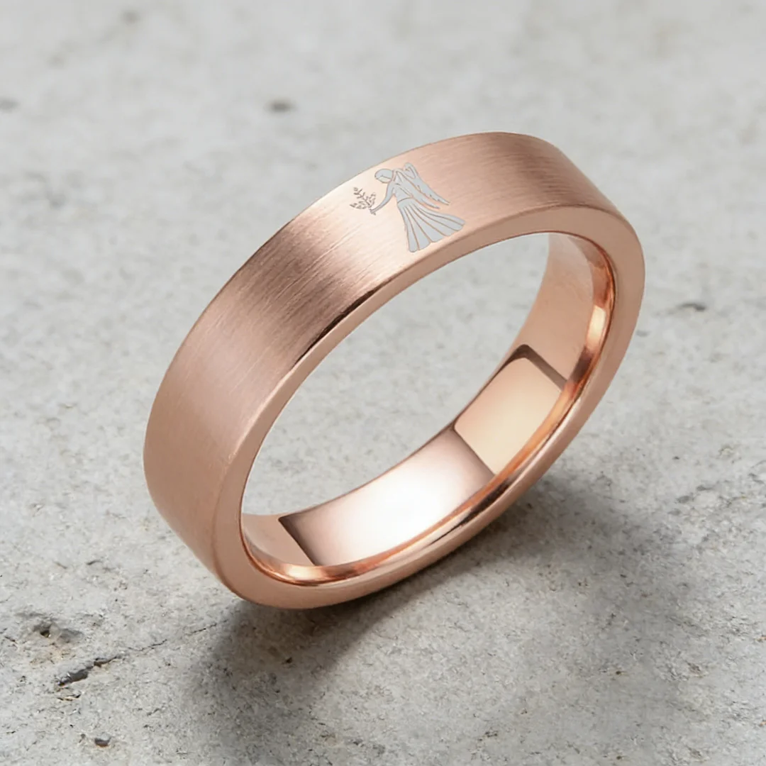 Rose Gold Tungsten Carbide Rings Flat Virgo Wedding Band Flat Top Comfort Fit 4MM 6MM 8MM Width