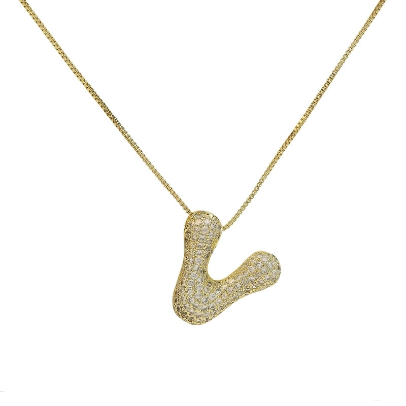 Copper Minimalist Plating Letter Pendant Necklace