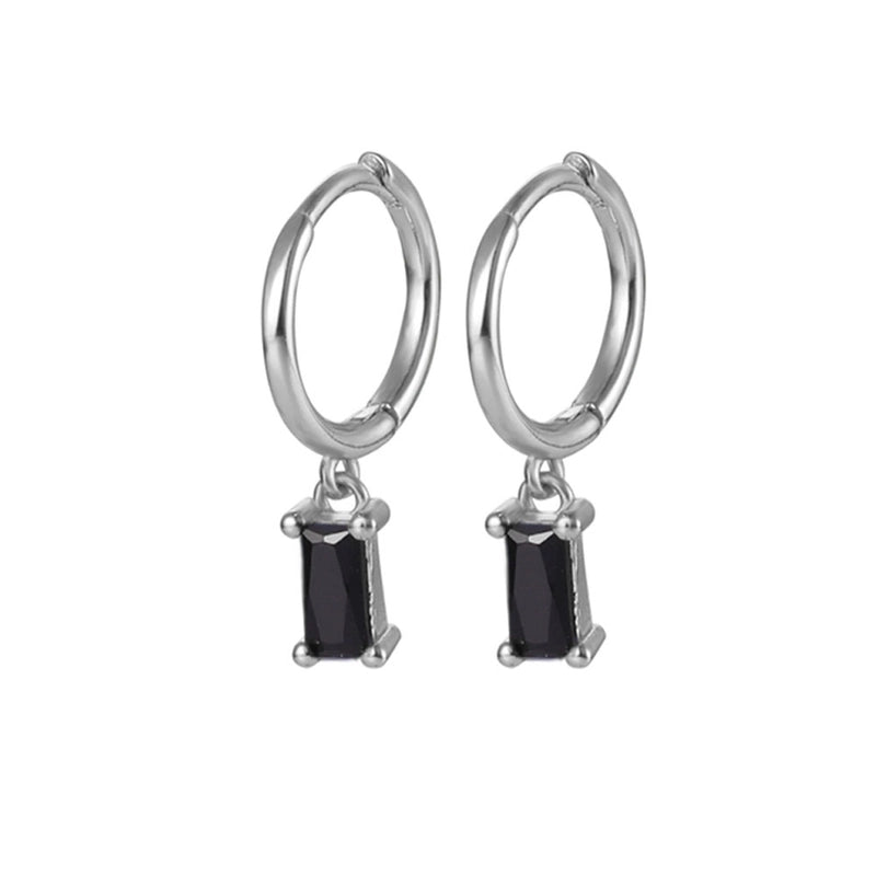 1 Pair White Gold Plated Gold Plated 925 Sterling Silver Zircon Geometric Drop Earrings