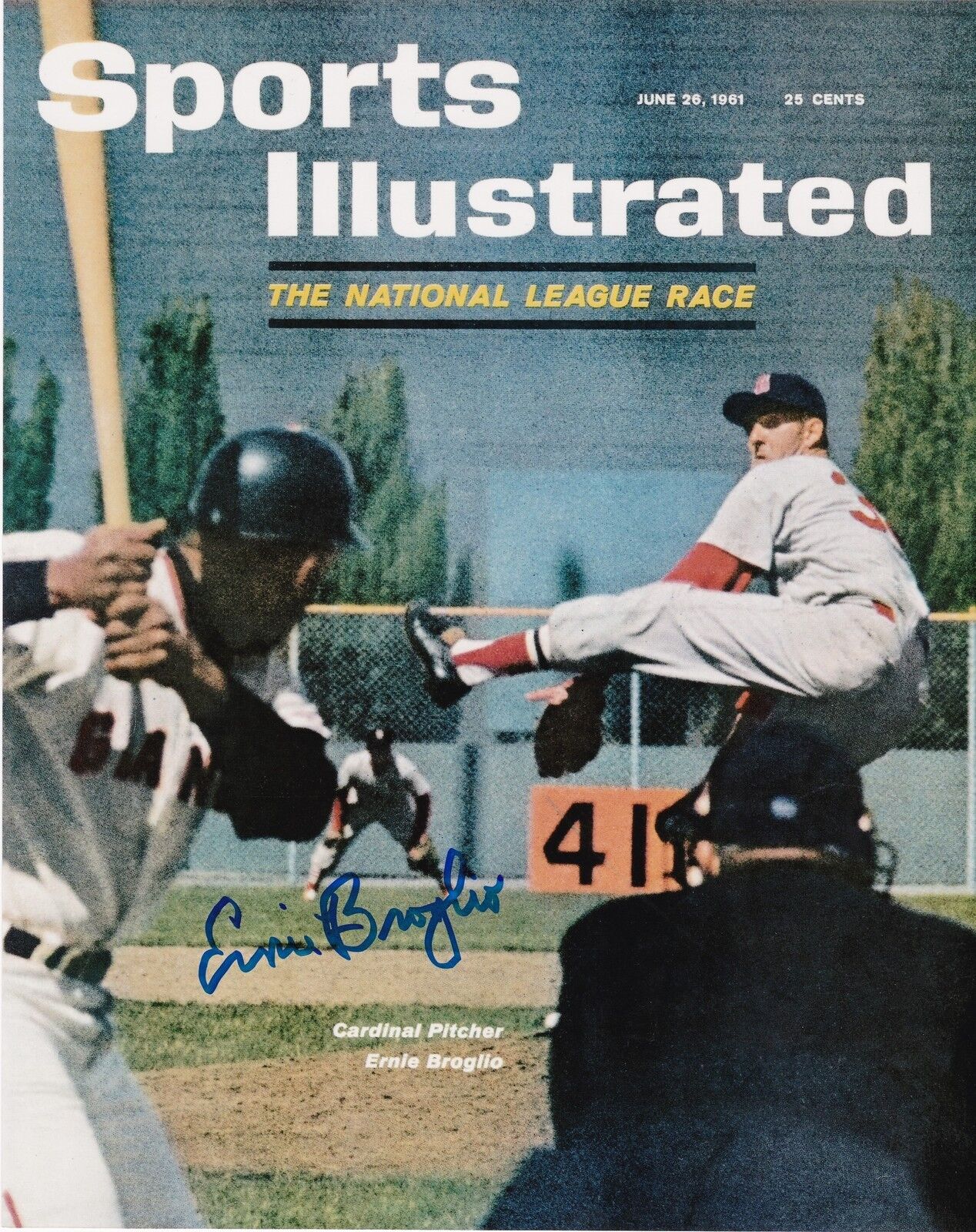 ERNIE BROGLIO ST. LOUIS CARDINALS SPORTS ILLUSTRATED COVER SIGNED 8x10