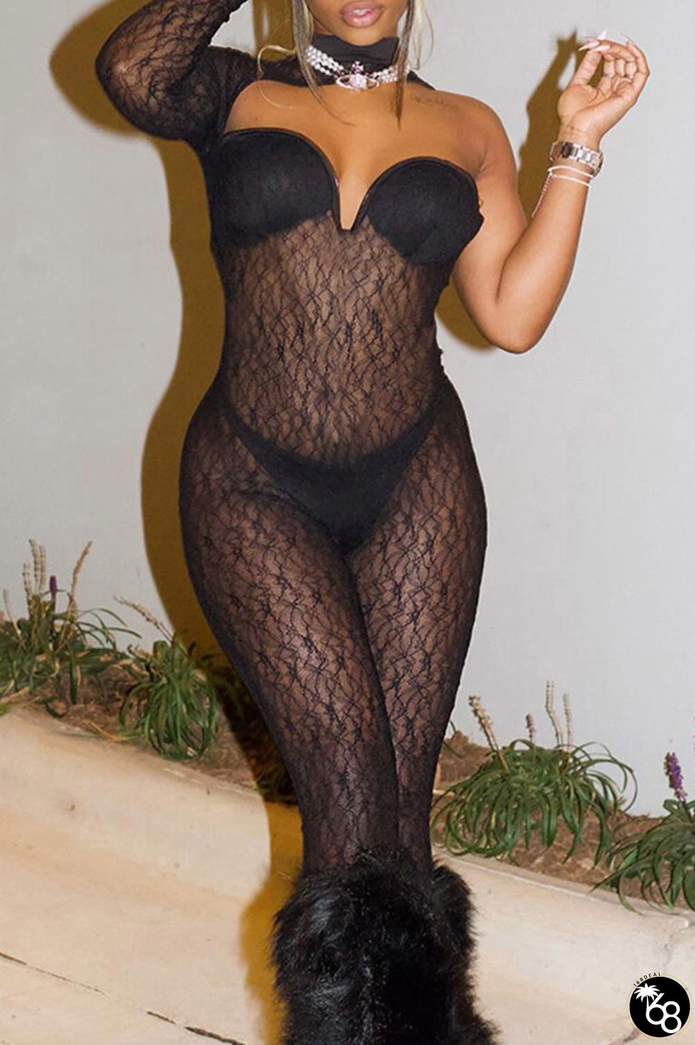 Sexy Solid Patchwork O Neck Skinny Jumpsuits | 168DEAL