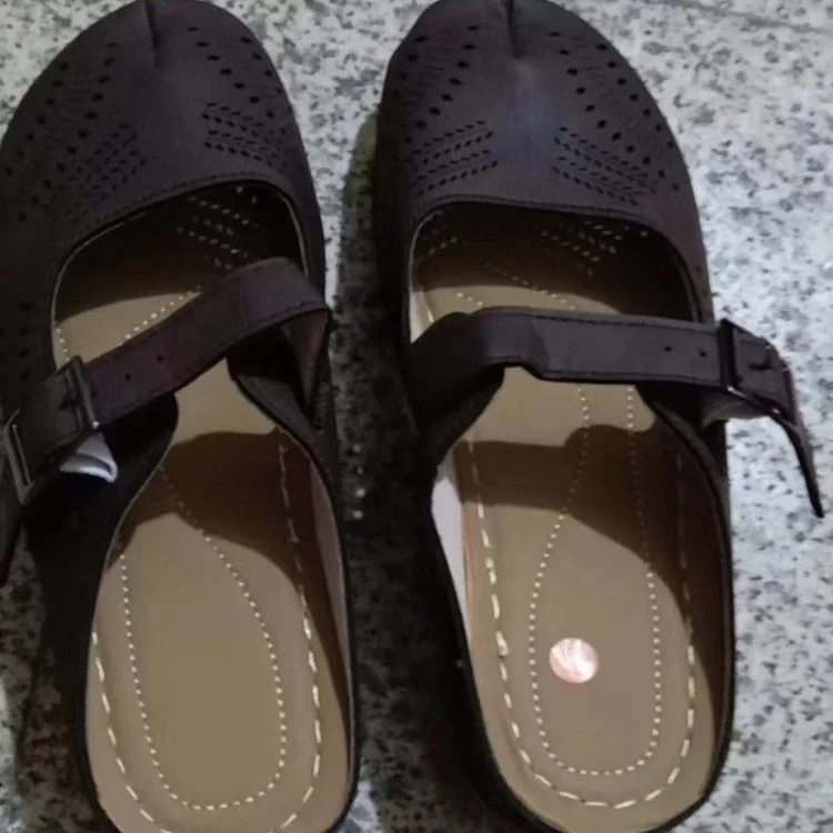 Yyvonne Cool Slippers Women's Summer Leisure New Retro Hollow Belt Buckle Slippers Slope And Head Women's Sandals