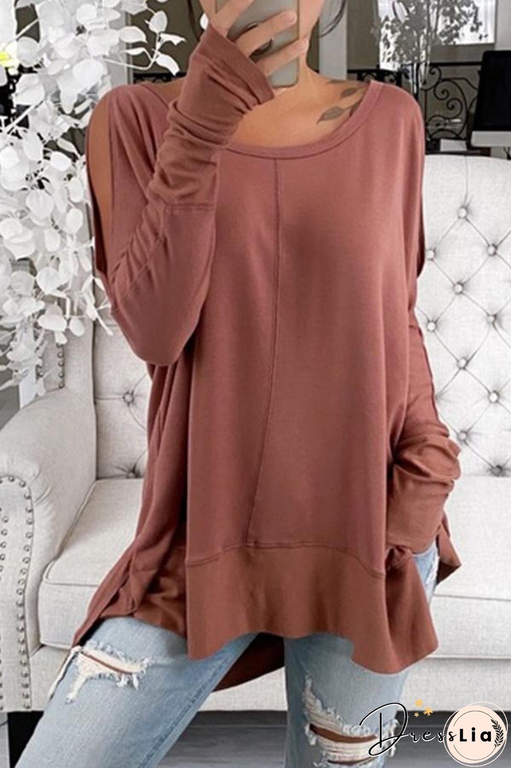 All-match Loose Solid Color Top P10046