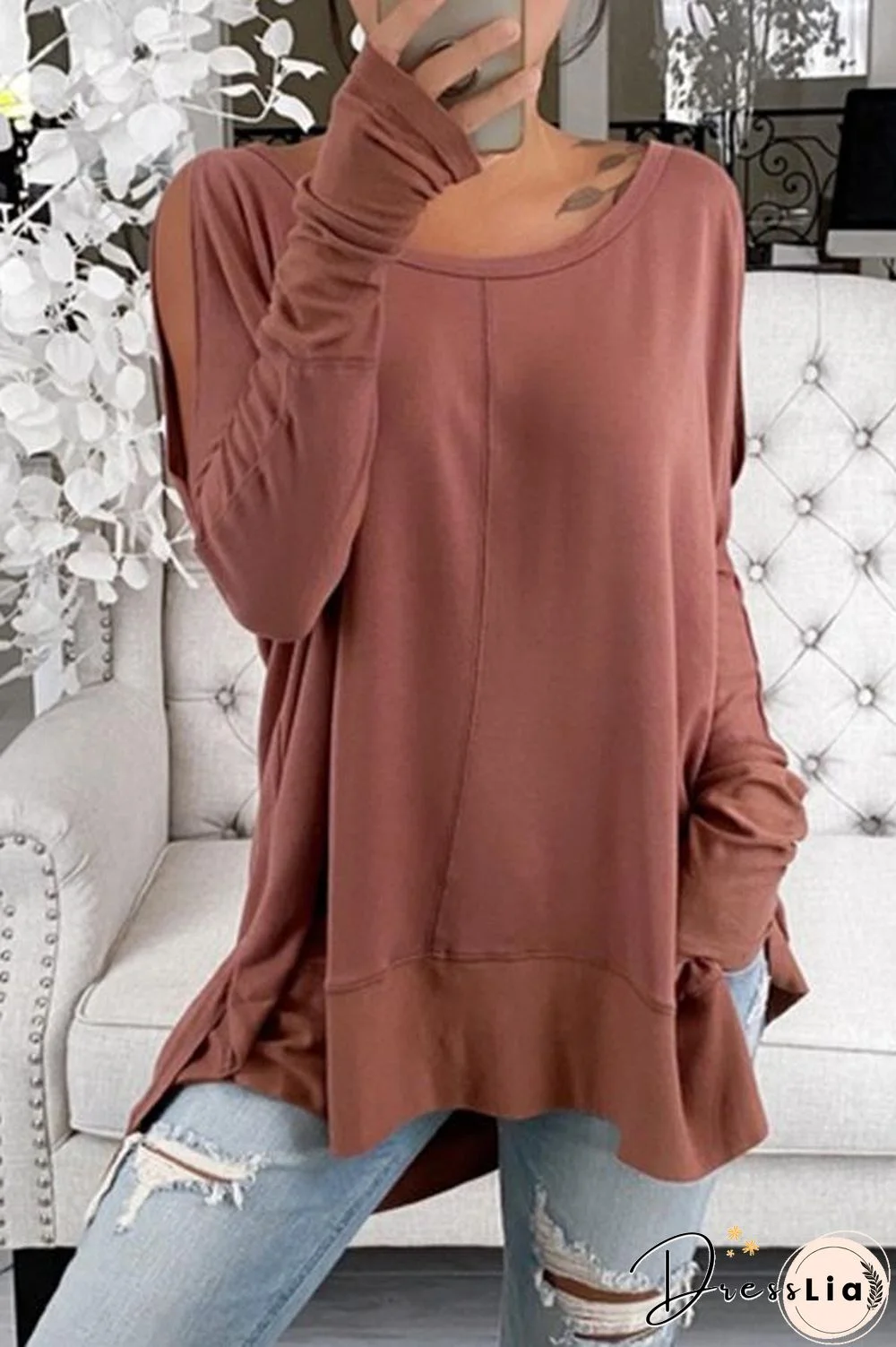 All-match Loose Solid Color Top P10046